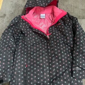 Columbia Black and Pink Star Pattern Raincoat